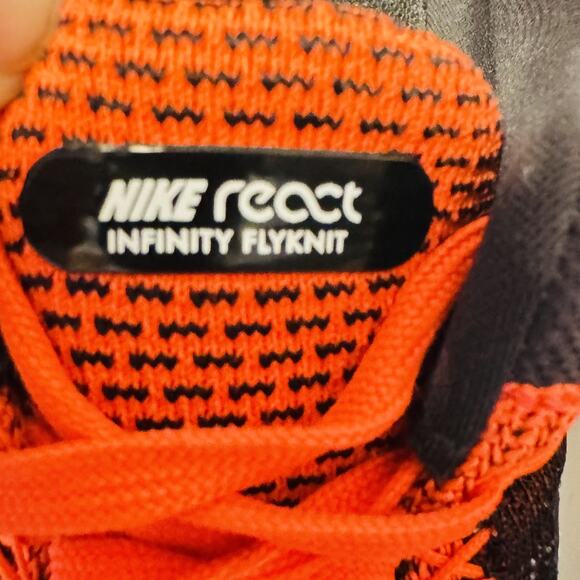 Nike Shoes Mens 9 Red Black React Infinity Flyknit Running Athletic Sneakers - Picture 11 of 13